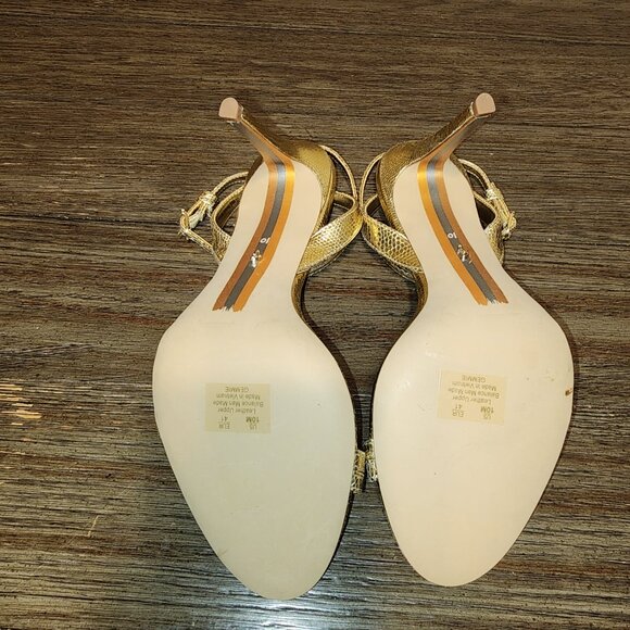 SAM EDELMAN Gemmie Strappy Stiletto Dress Sandals AMBER GOLD METALLIC 10M - Picture 4 of 13